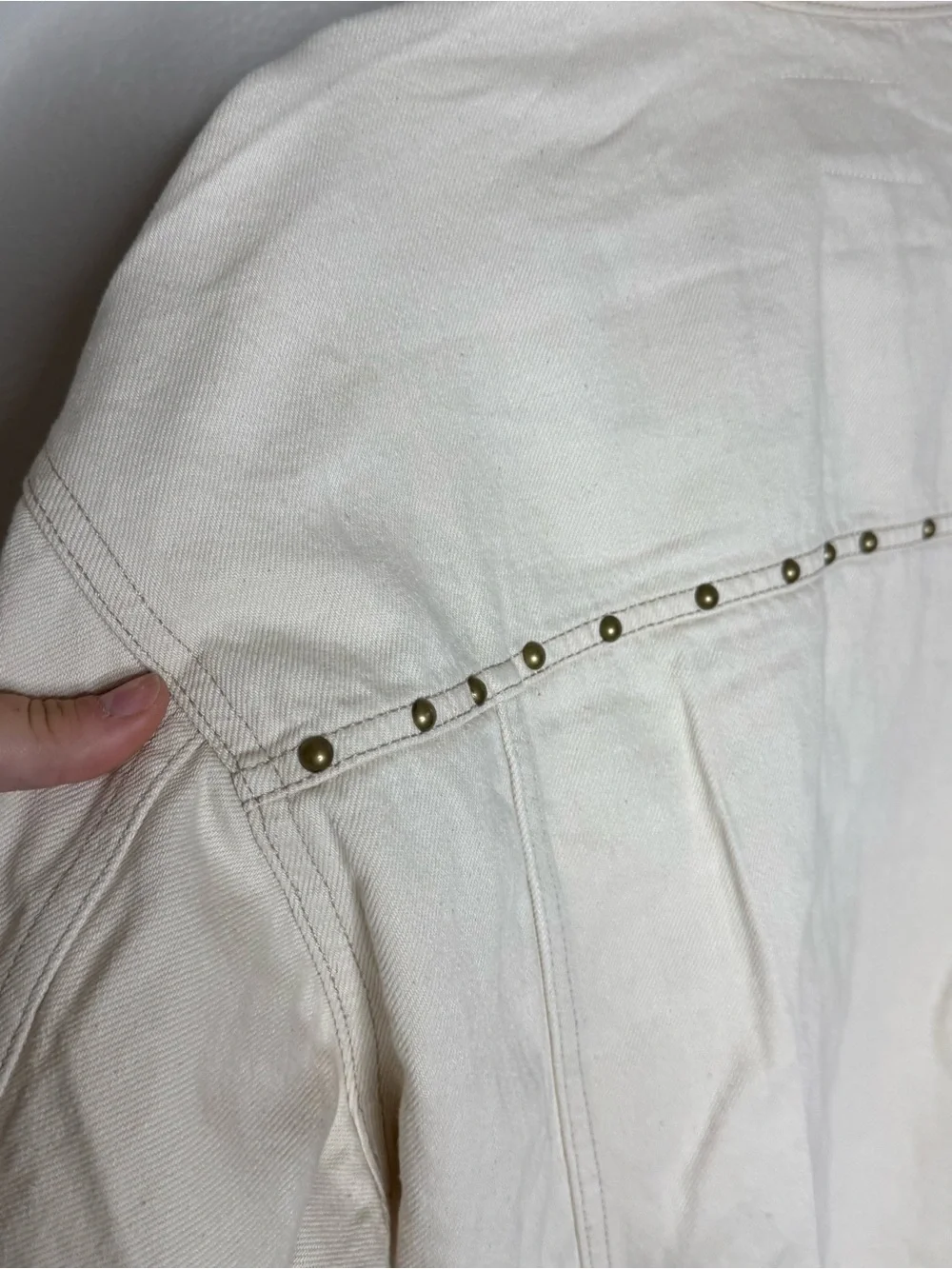 NWT Old Navy Oversized Studded Denim Trucker Jacket - Ecru/Cream